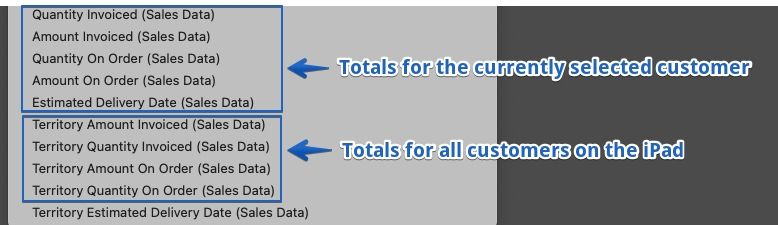 Presentation Sales Data Fields