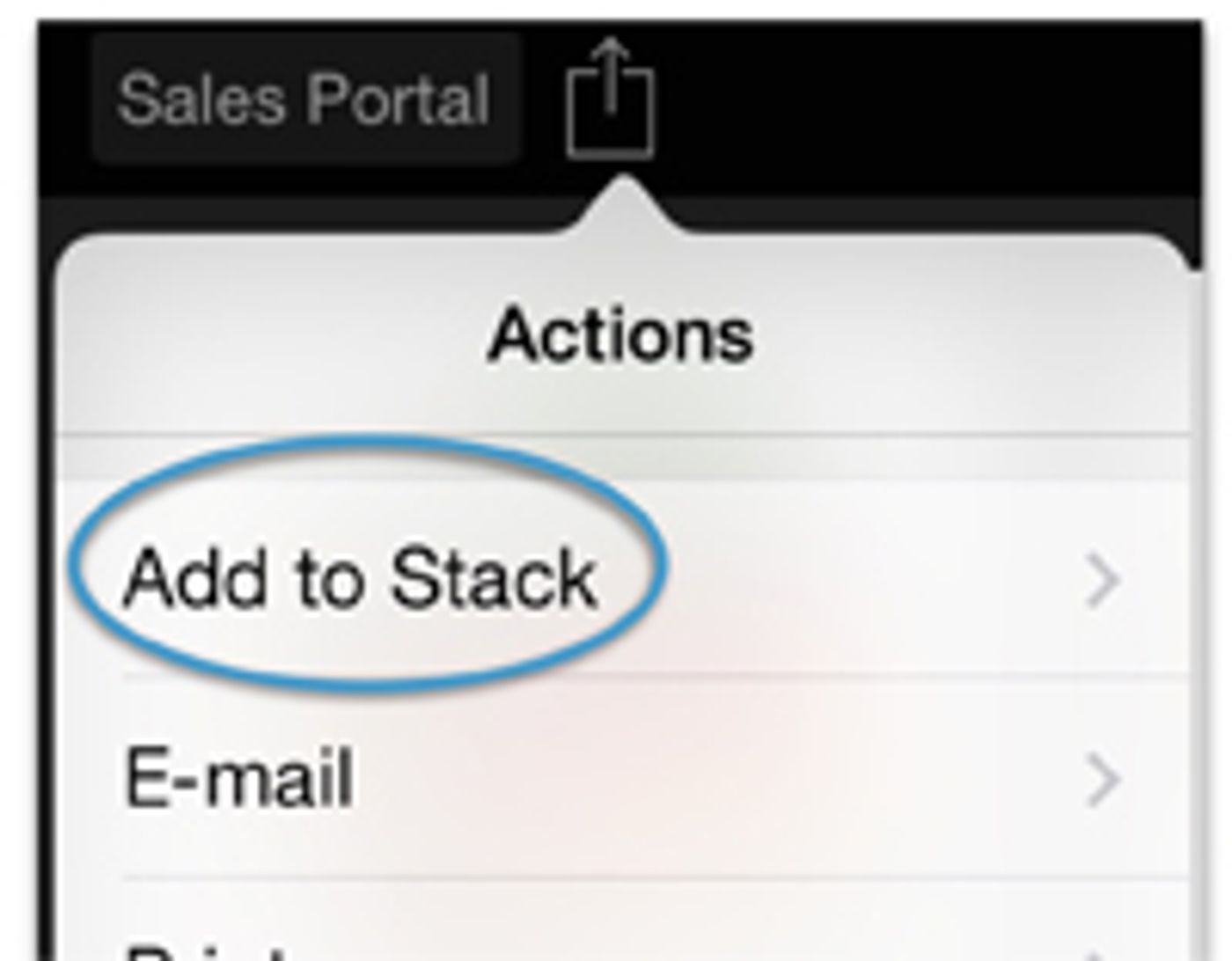 Then, tap 'Add to List' in the Actions popover.