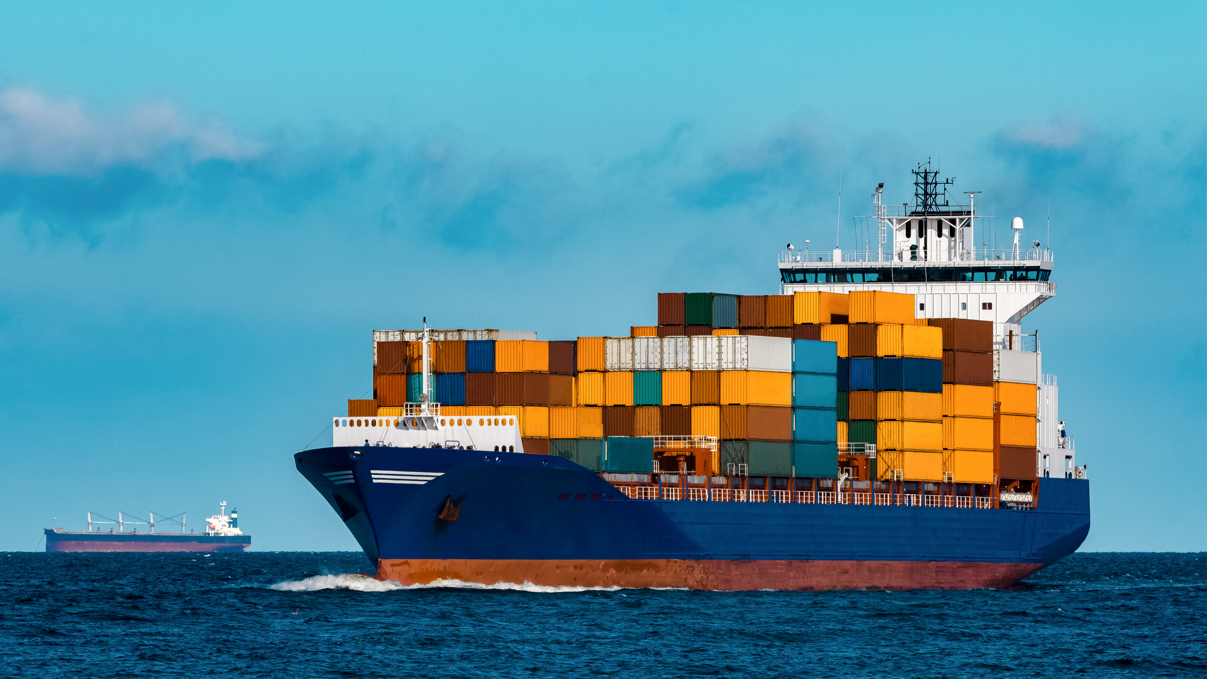 A container ship cruising