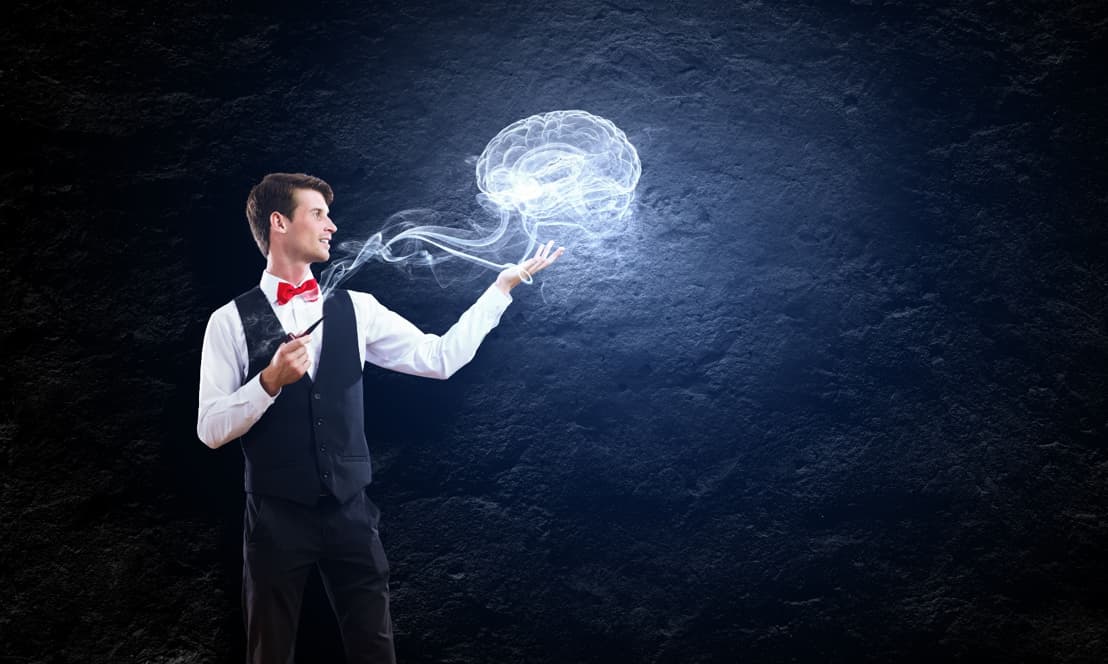Magician with Brain in smoke