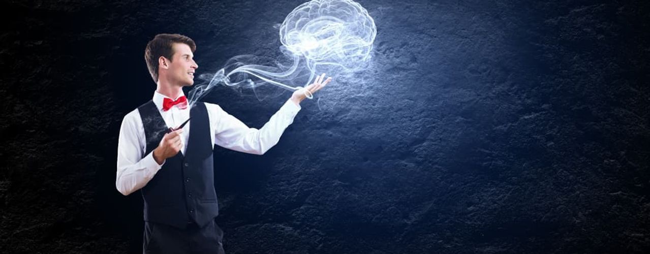 Magician with Brain in smoke