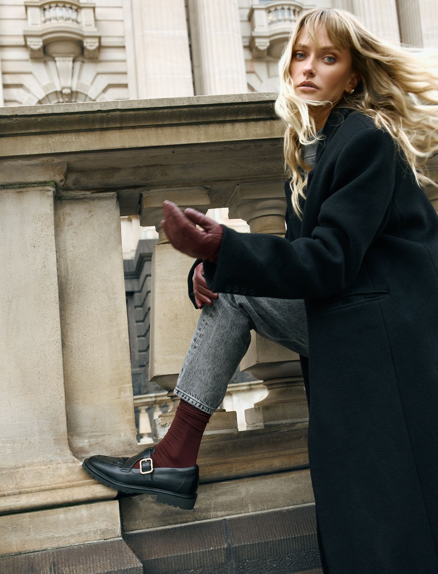 Woman wearing loafers