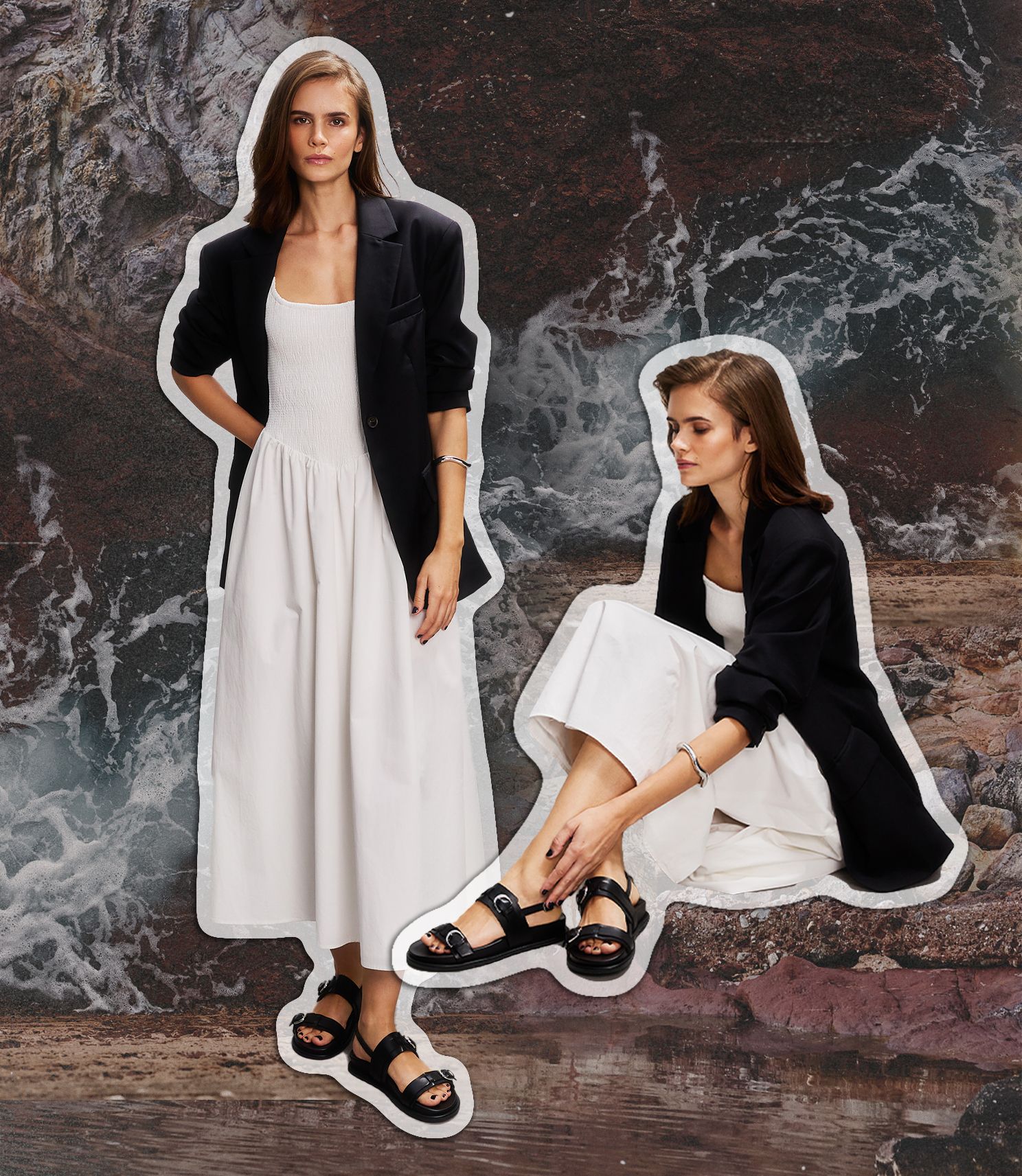 Ardenna Black Leather Chunky Sandals, Cygnet Black Leather Chunky Sandals