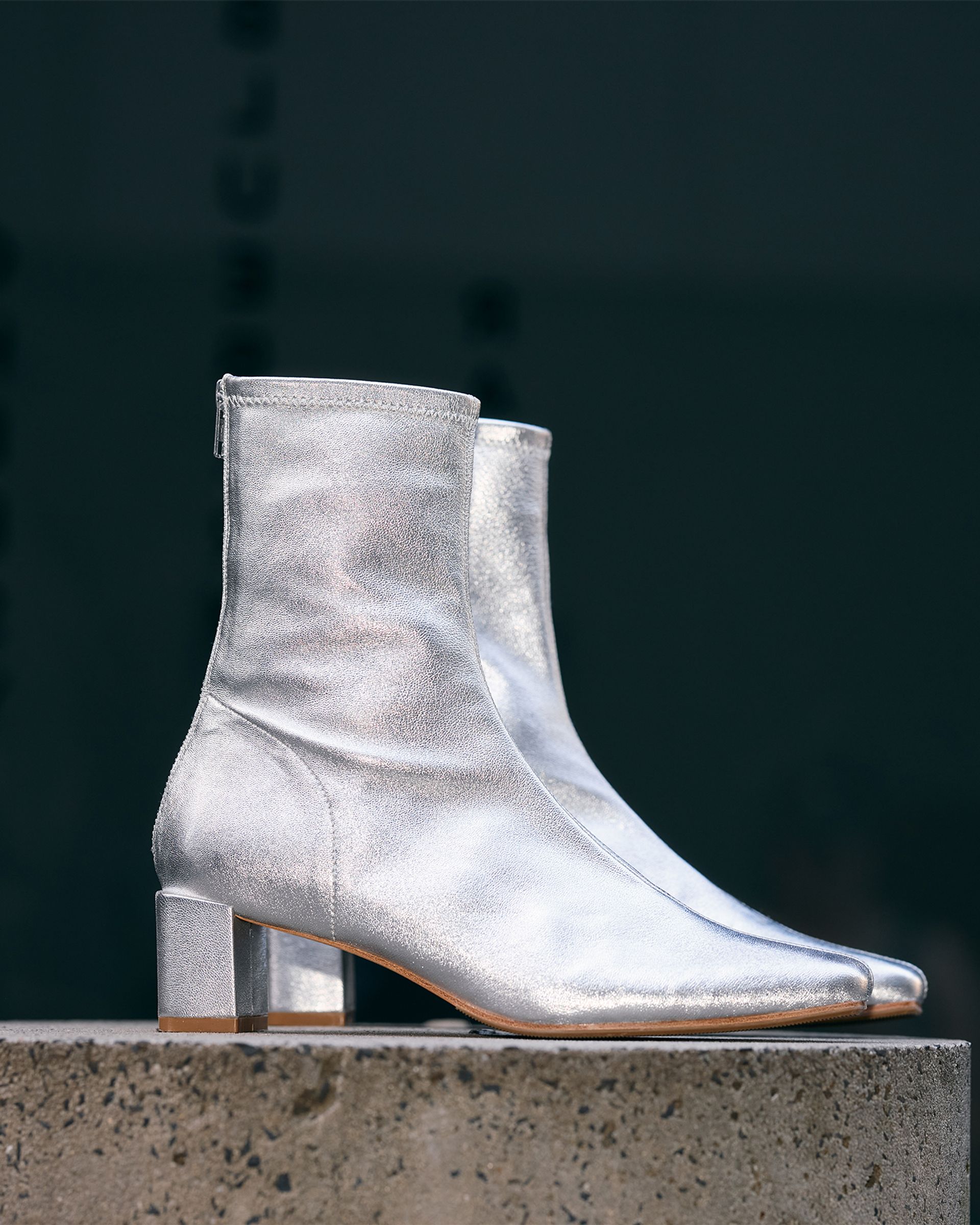 Hylia Silver Stretch Leather Calf Boots