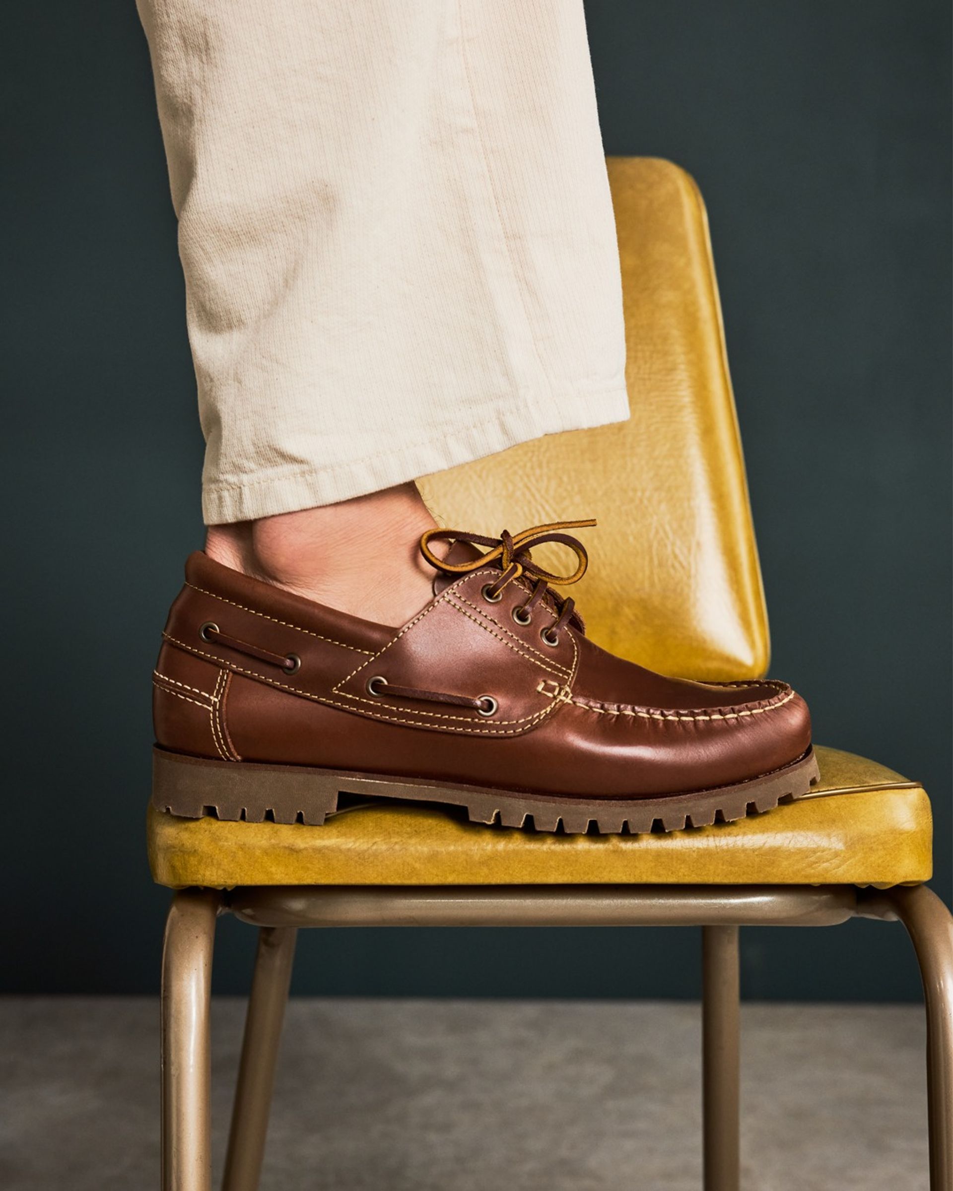 Meet the boat shoe rewritten for modern days. Vitallium pairs rich cognac leather with a chunky cleated sole - a fresh take on a timeless classic. The result? Heritage craftsmanship meets street smart edge.  #baredfootwear