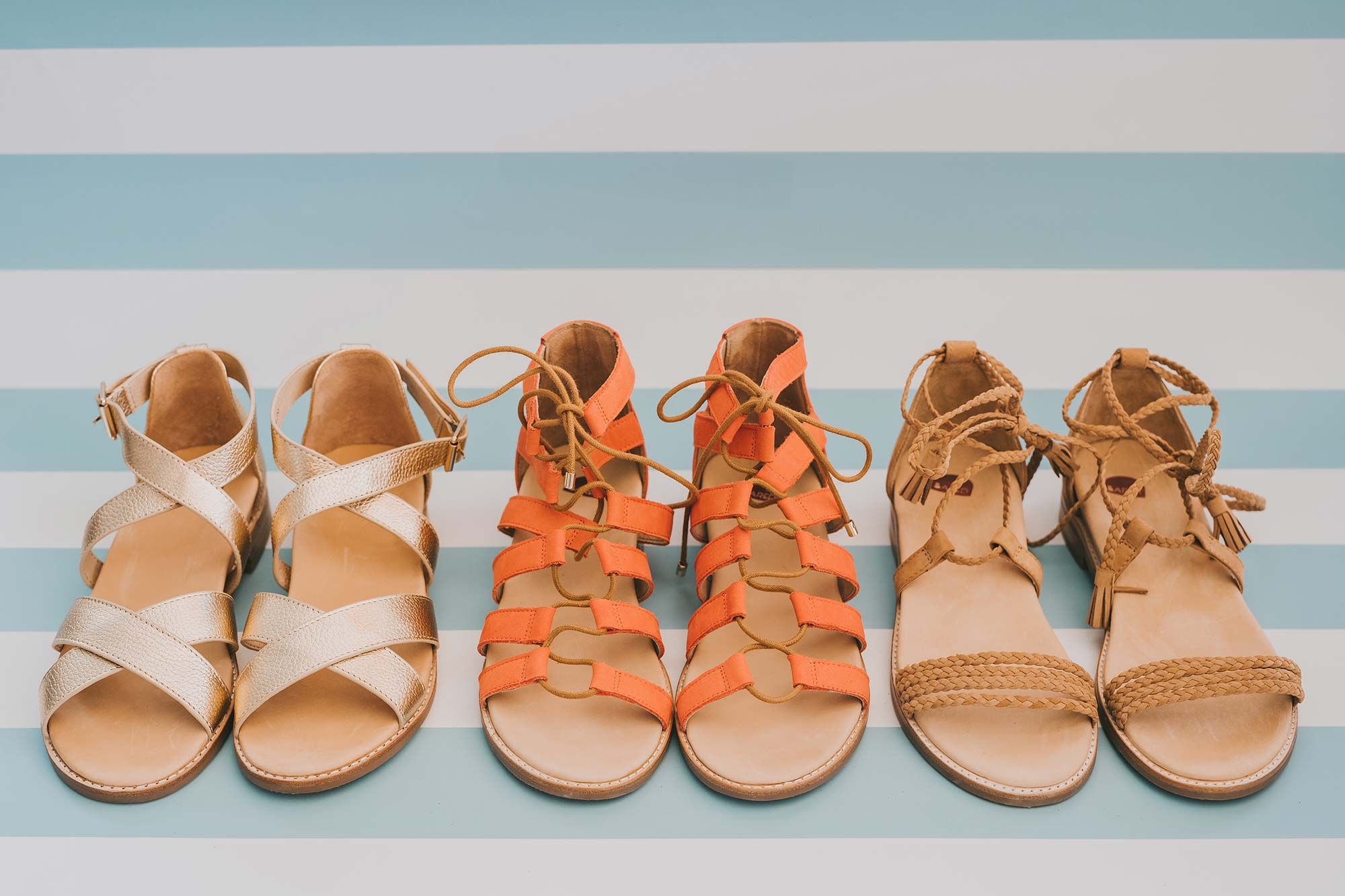 Bared_Footwear_Engagement_Party_With_Lenzo_Womens_Gold_Leather_Robin_Sandals_Tangerine_Goose_Tan_Galah_Sandals