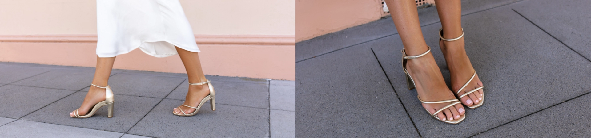 Swift Gold Leather Heels Bared Footwear