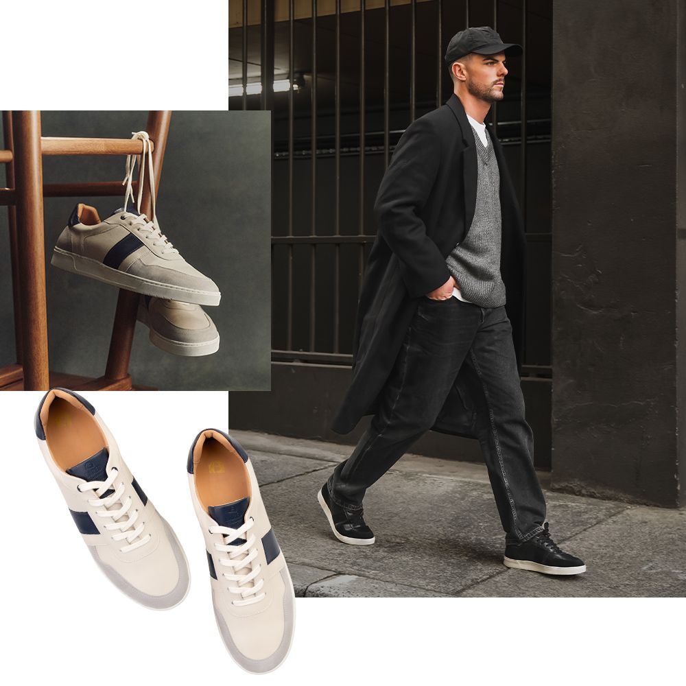 Caesium Ecru & Navy Leather Men's Sneakers