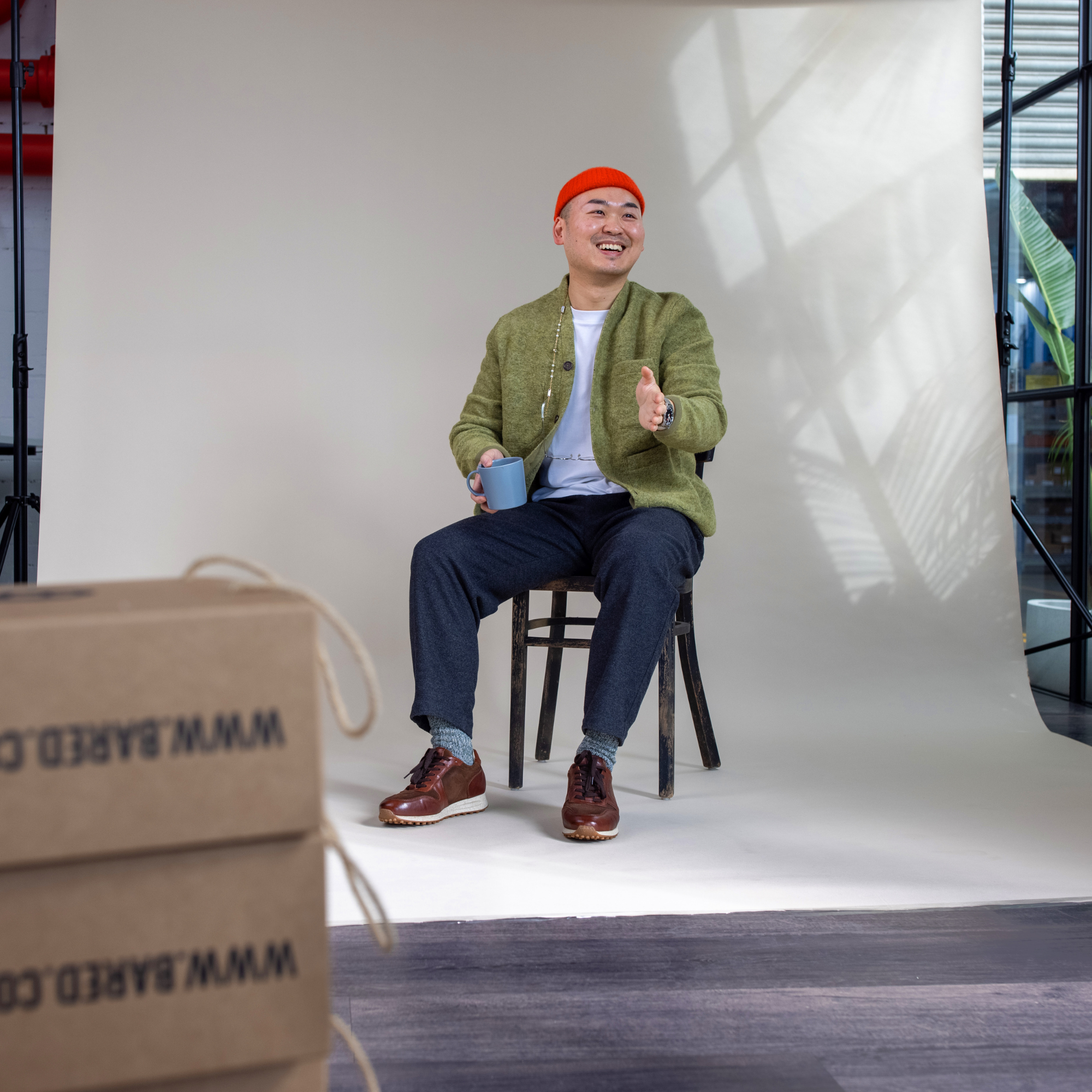 Store Manager Will wears the Hafnium Sneakers