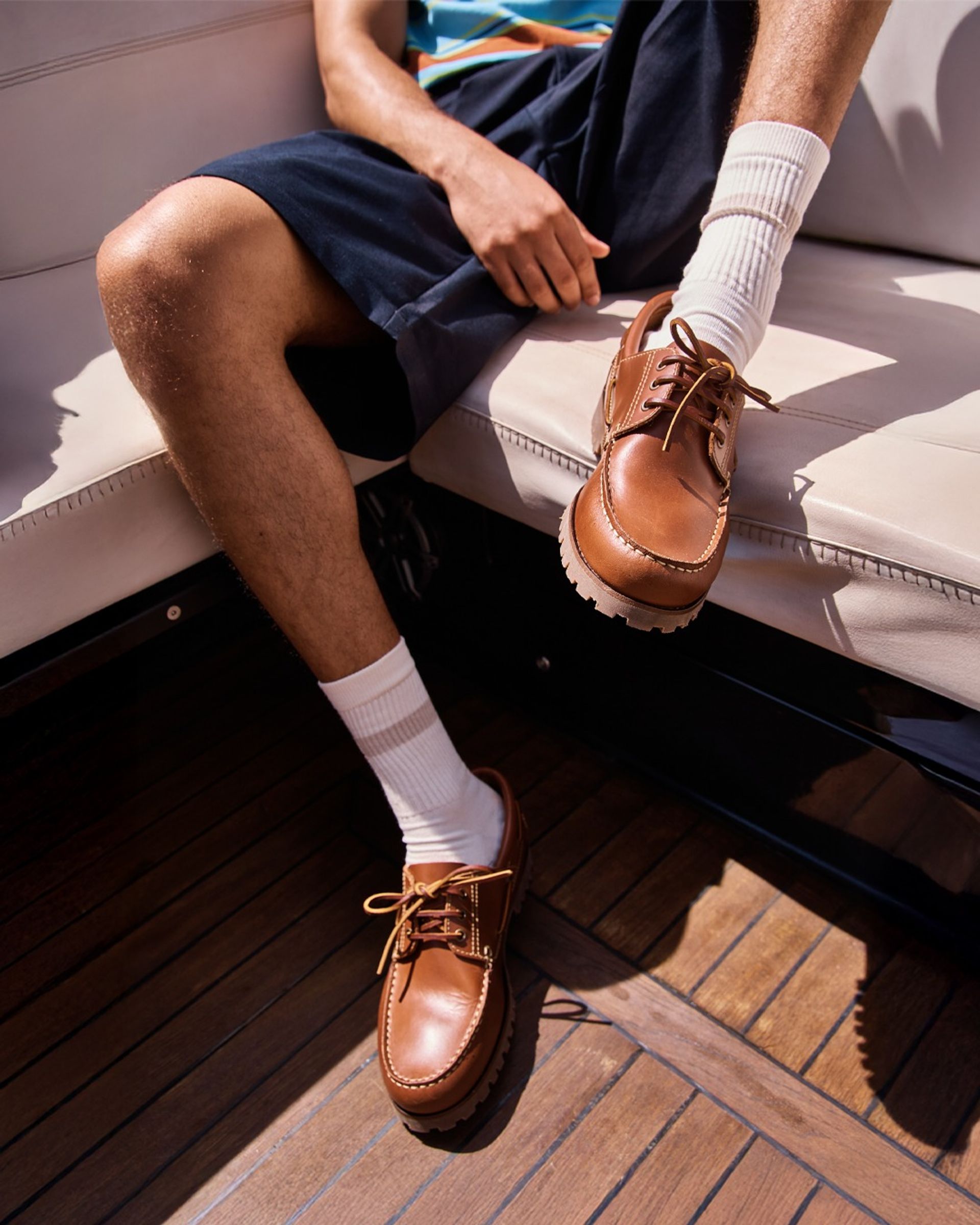 Our Vitalium boat shoe is trending hard right now. Pair it with some fresh white ankle socks and a statement polo for a look that's a little more street-style.   #baredfootwear