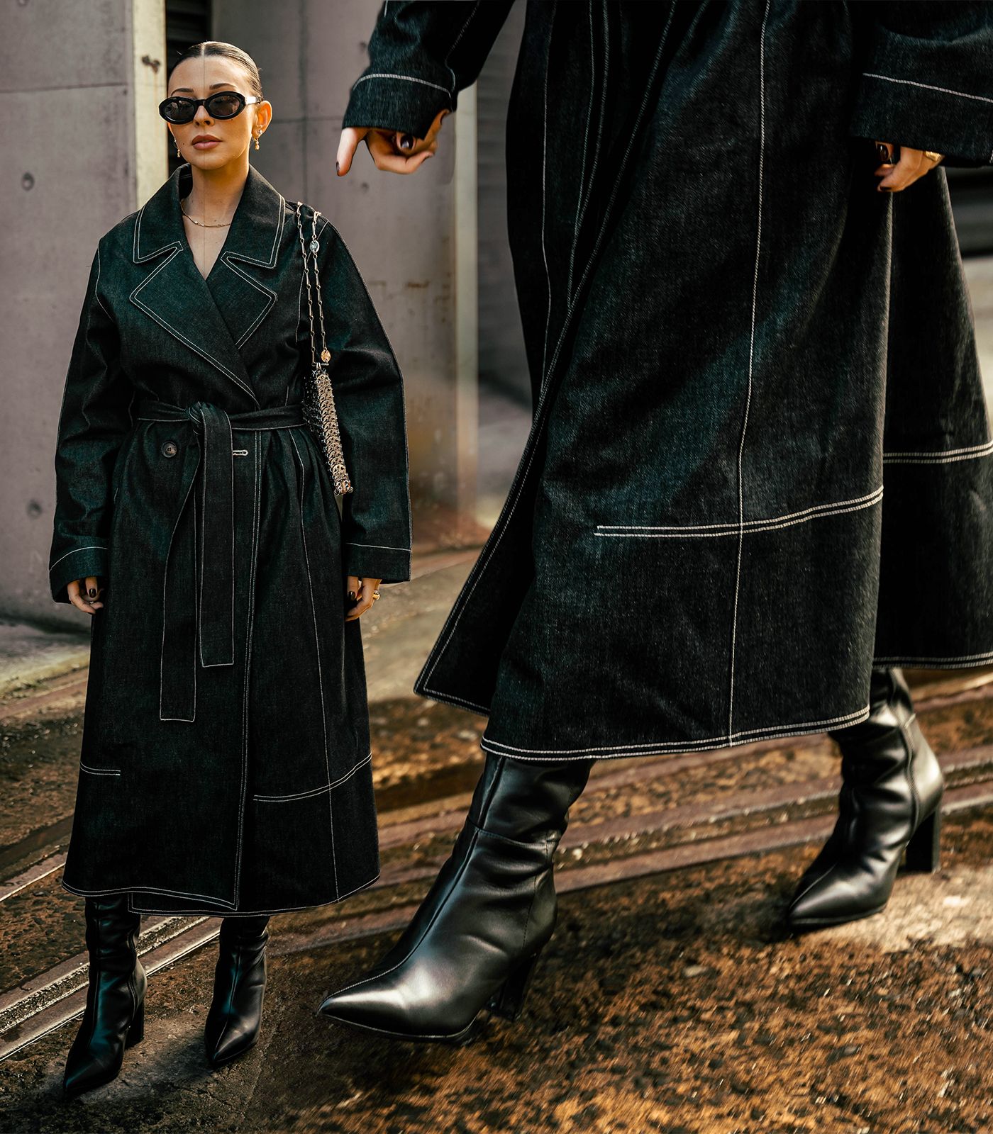 Pandion Black Leather Knee High Boots