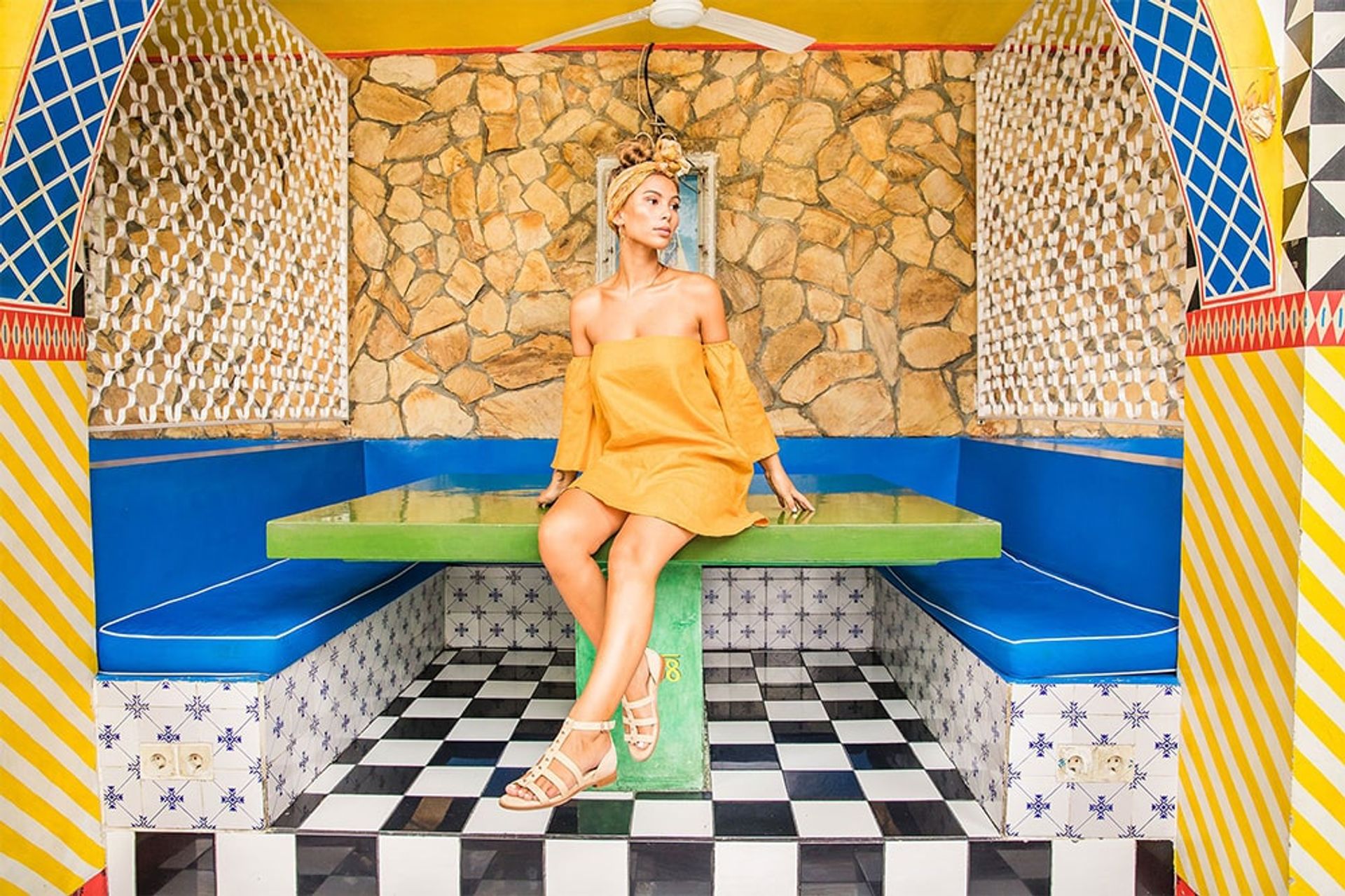 Bared_Footwear_Womens_Summer_Campaign_Bali_Motel_Mexicola_Tinamou_Light_Tan_Sandals_Yellow_Dress