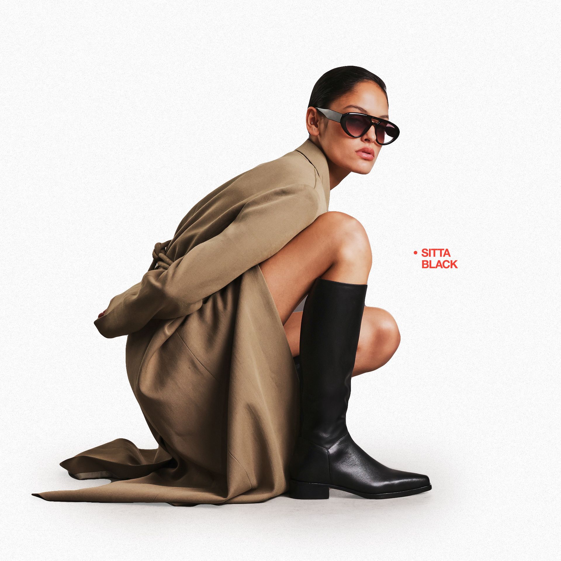 Flat-Out Cool - Sitta Black Leather Knee High Boots
