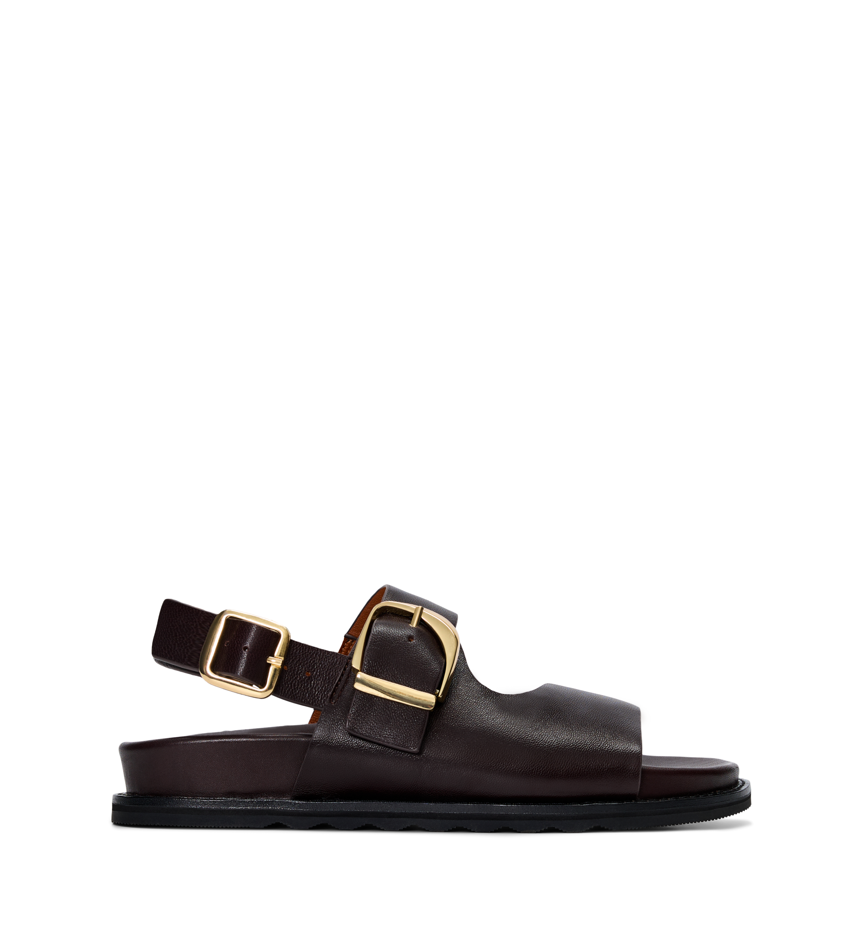 Goura Black Leather & Hardware Chunky Sandals | Bared Footwear