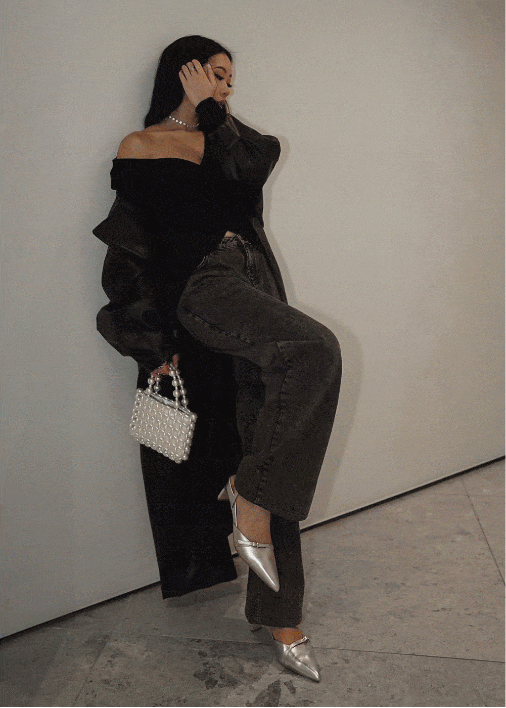 Sylph Silver / Pink Leather Low Heels