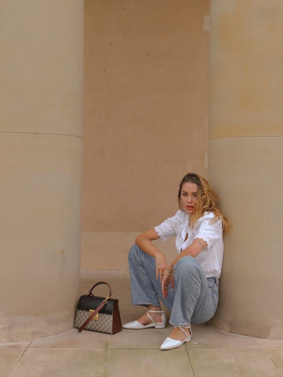 Grackle White Satin Ballet Flats