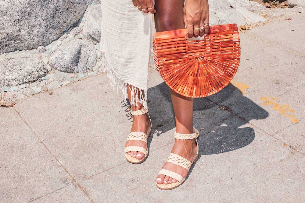 Bared_Footwear_Womens_Linnet_Cream_Sandals_Orange_Bag_LA_Summer