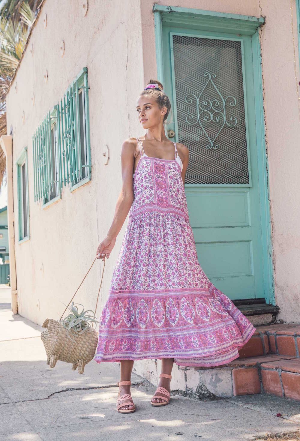 Bared_Footwear_Womens_Pink_Linnet_Sandals_Pink_Dress_LA_Summer