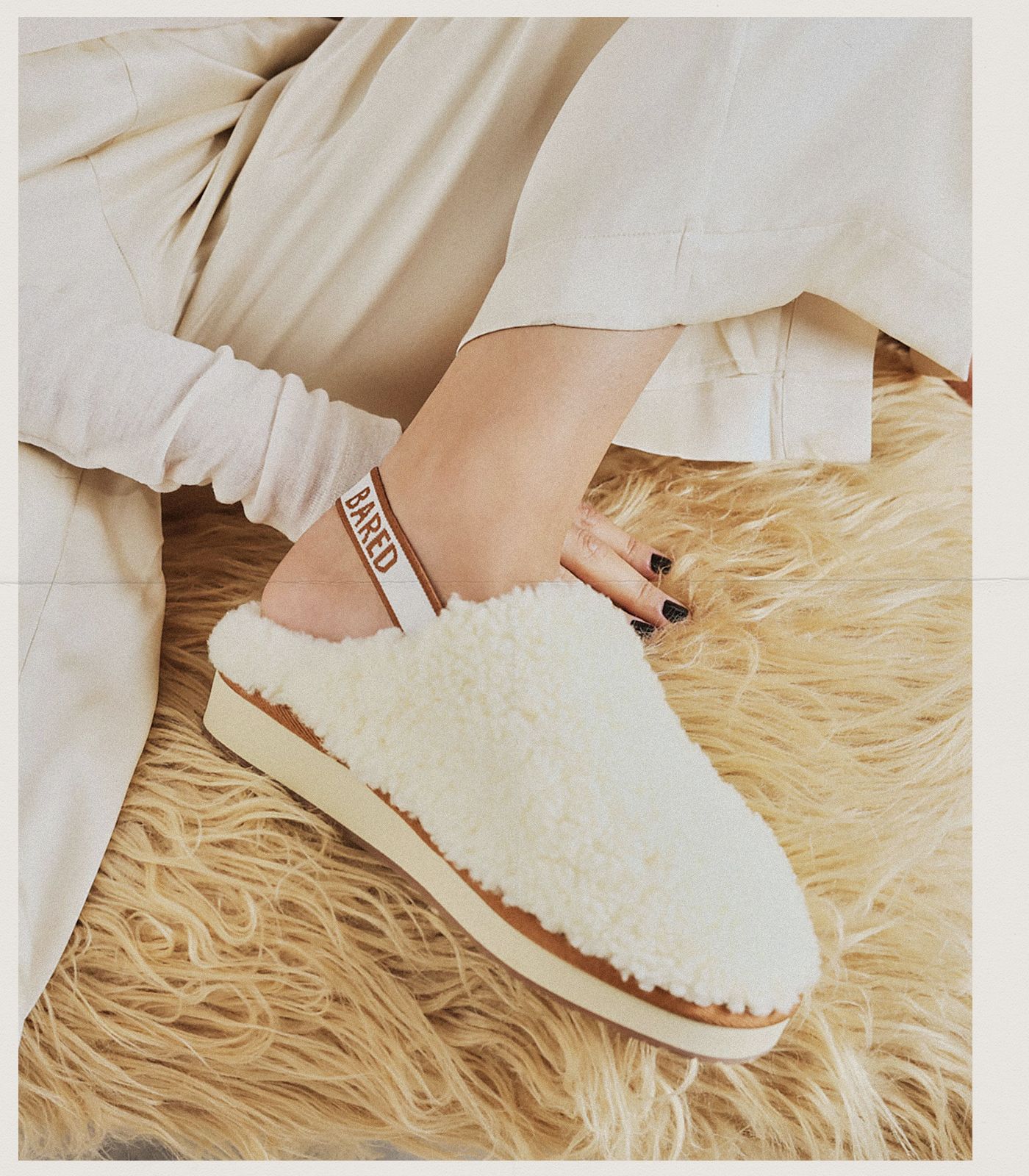 Get Cosy Today Snuggling Oatmilk Sheepskin Slippers