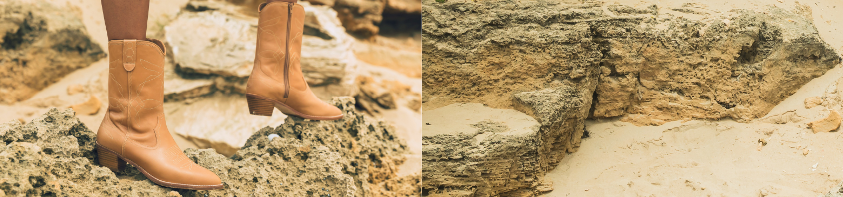 Tan Cow Boy Boots Bared Footwear