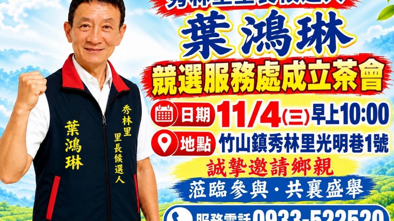競選服務處成立茶會｜11/4（三）早上10點 誠摯邀請鄉親蒞臨