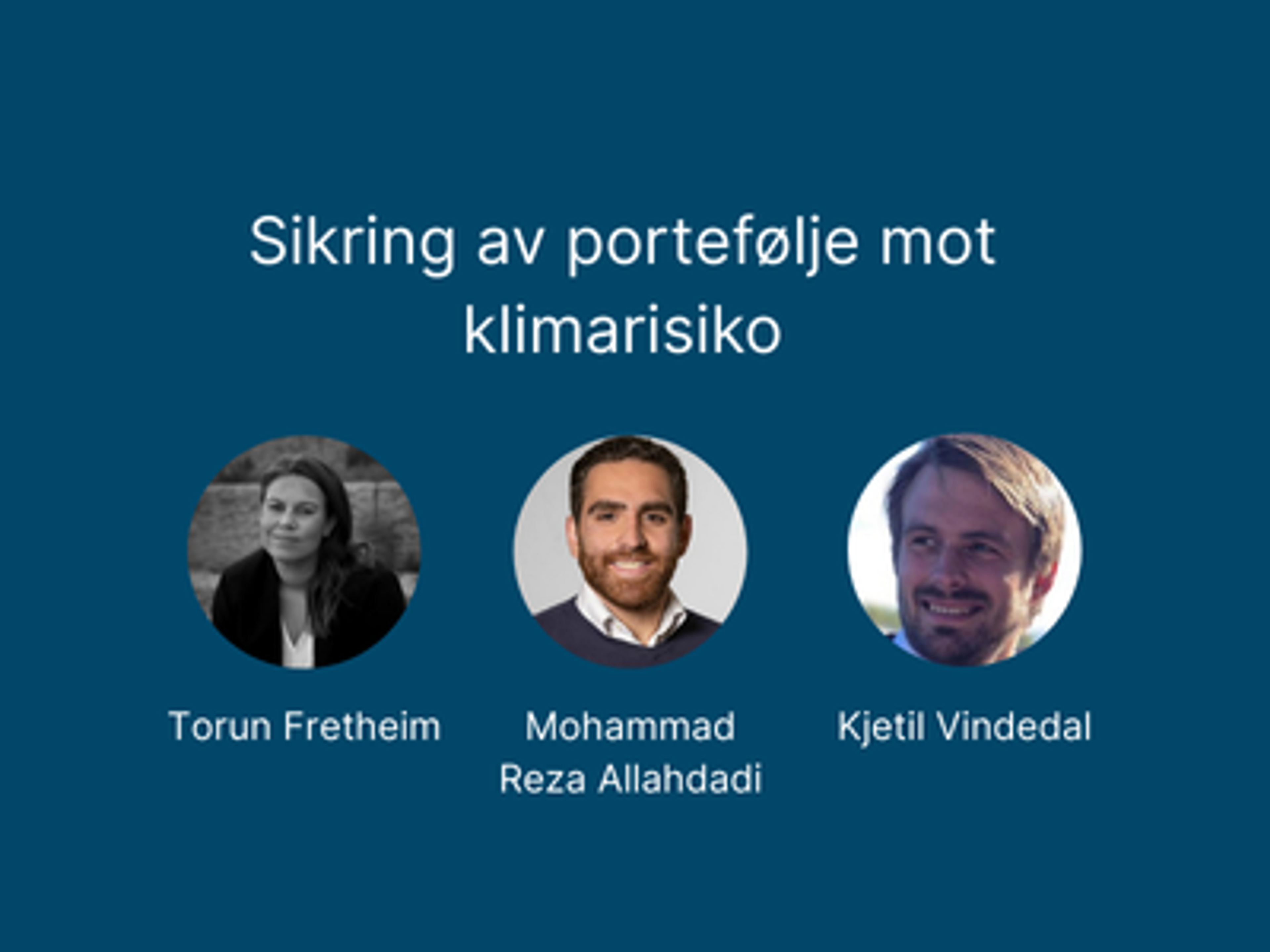 Fagseminar: Sikring av portefølje mot klimarisiko