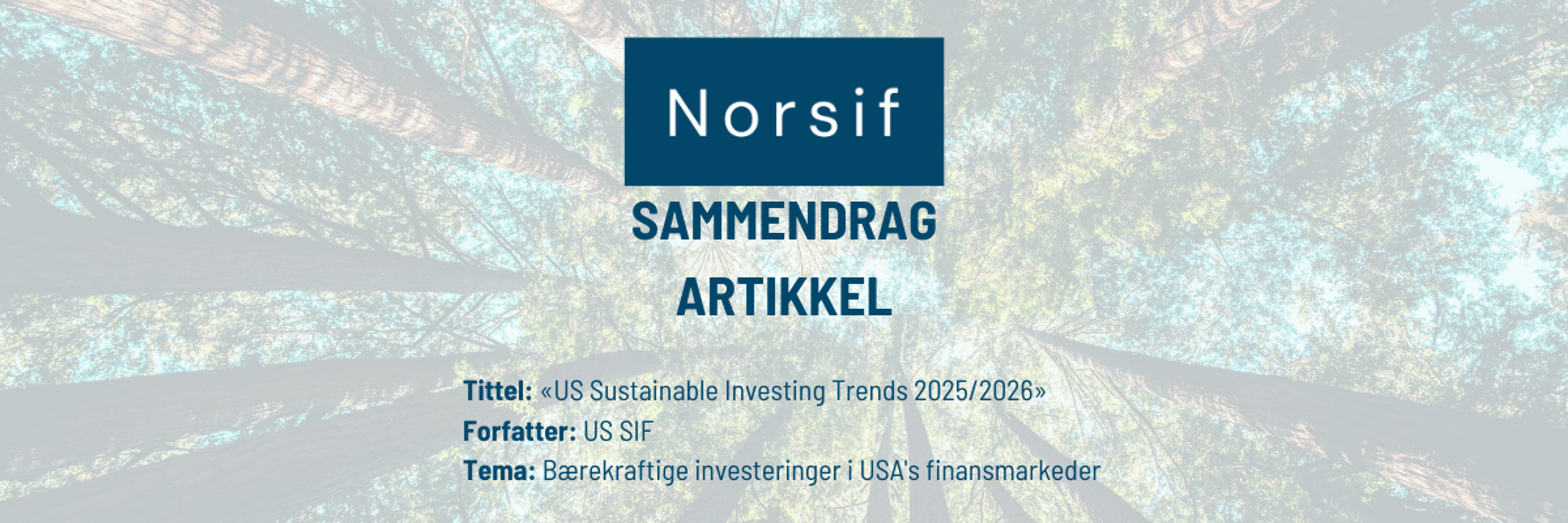 Sammendrag av rapport: «US Sustainable Investing Trends 2025/2026»