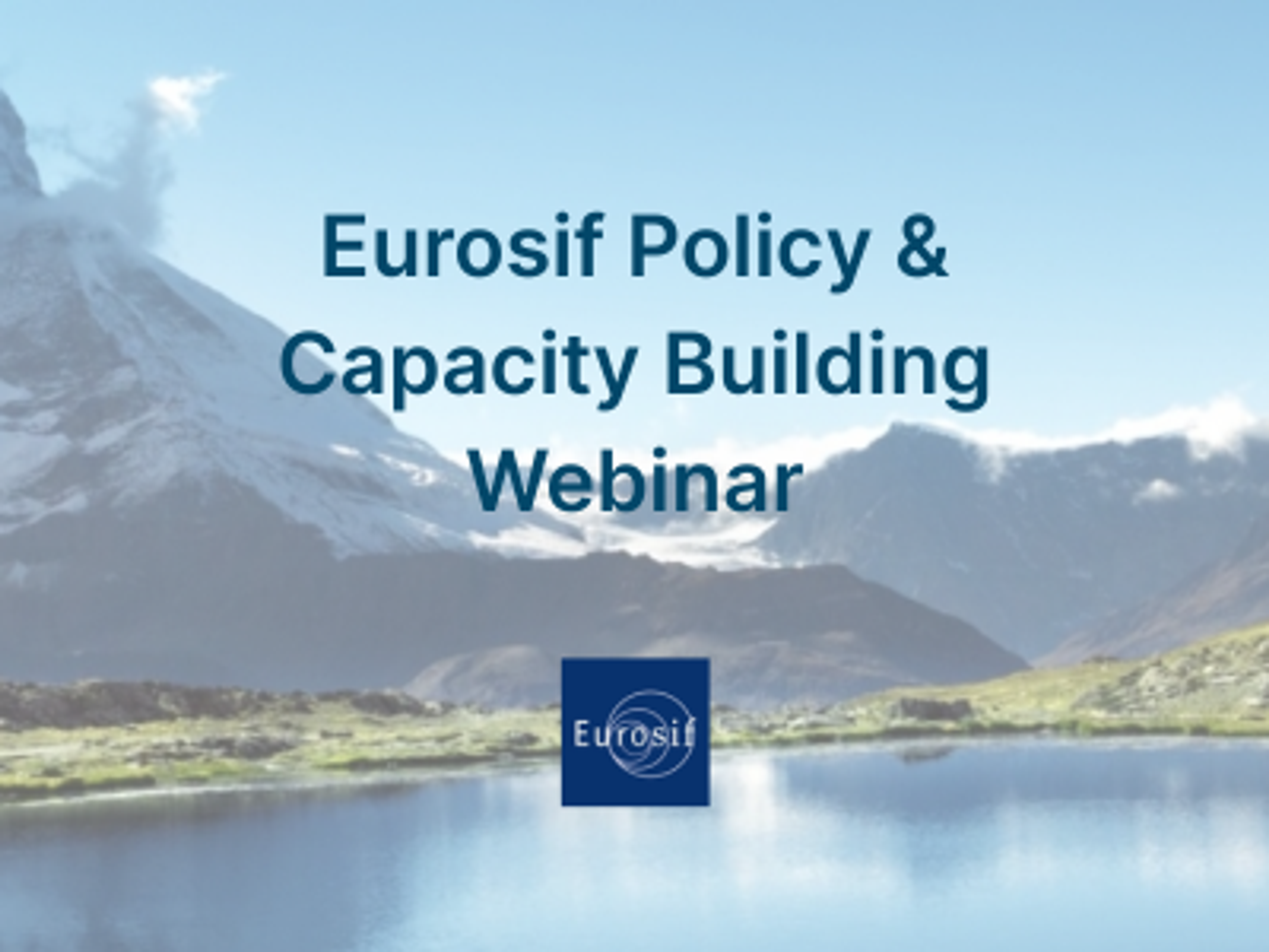 Norsif informs: Eurosif Policy & Capacity Building Webinar