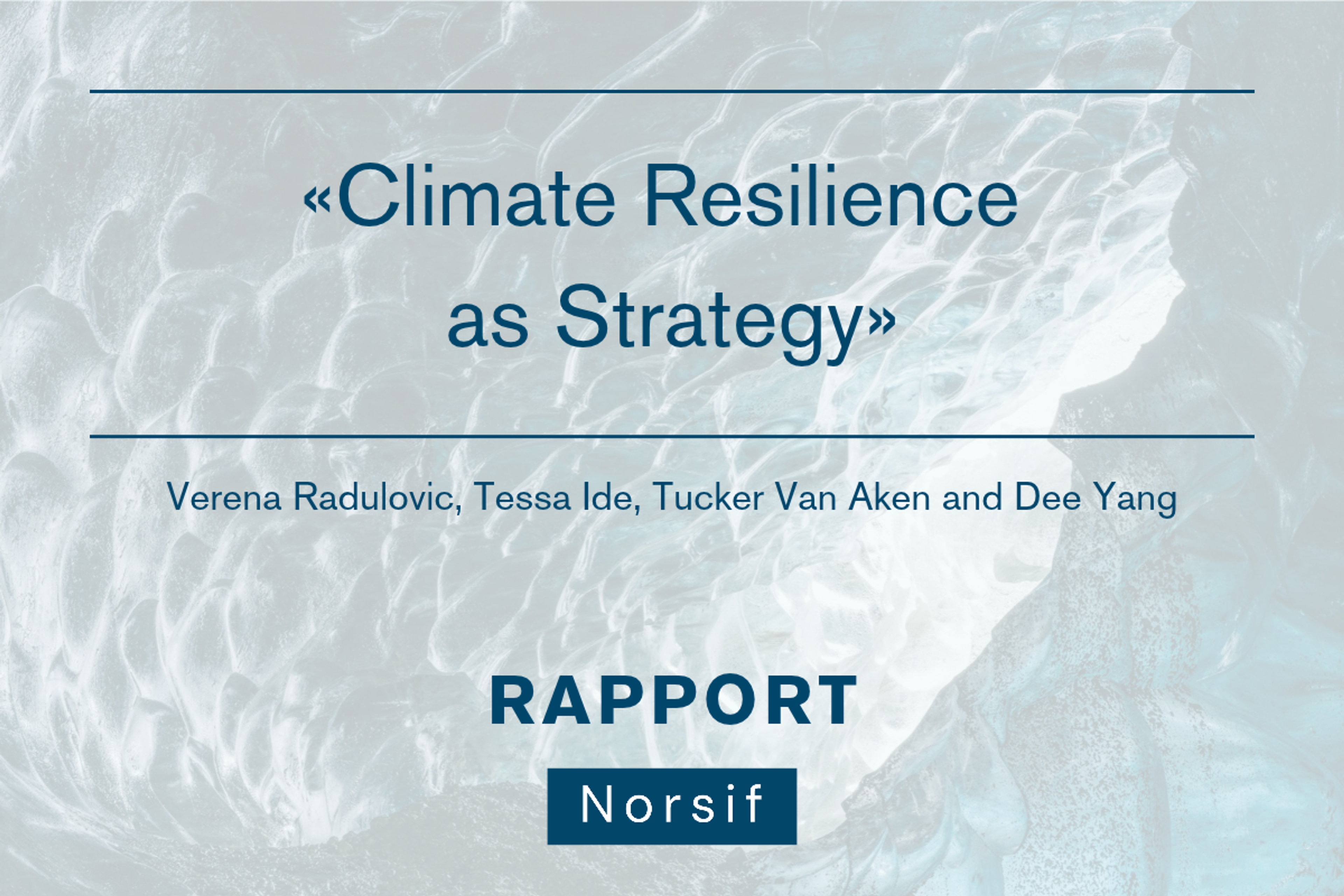 «Climate Resilience as Strategy»