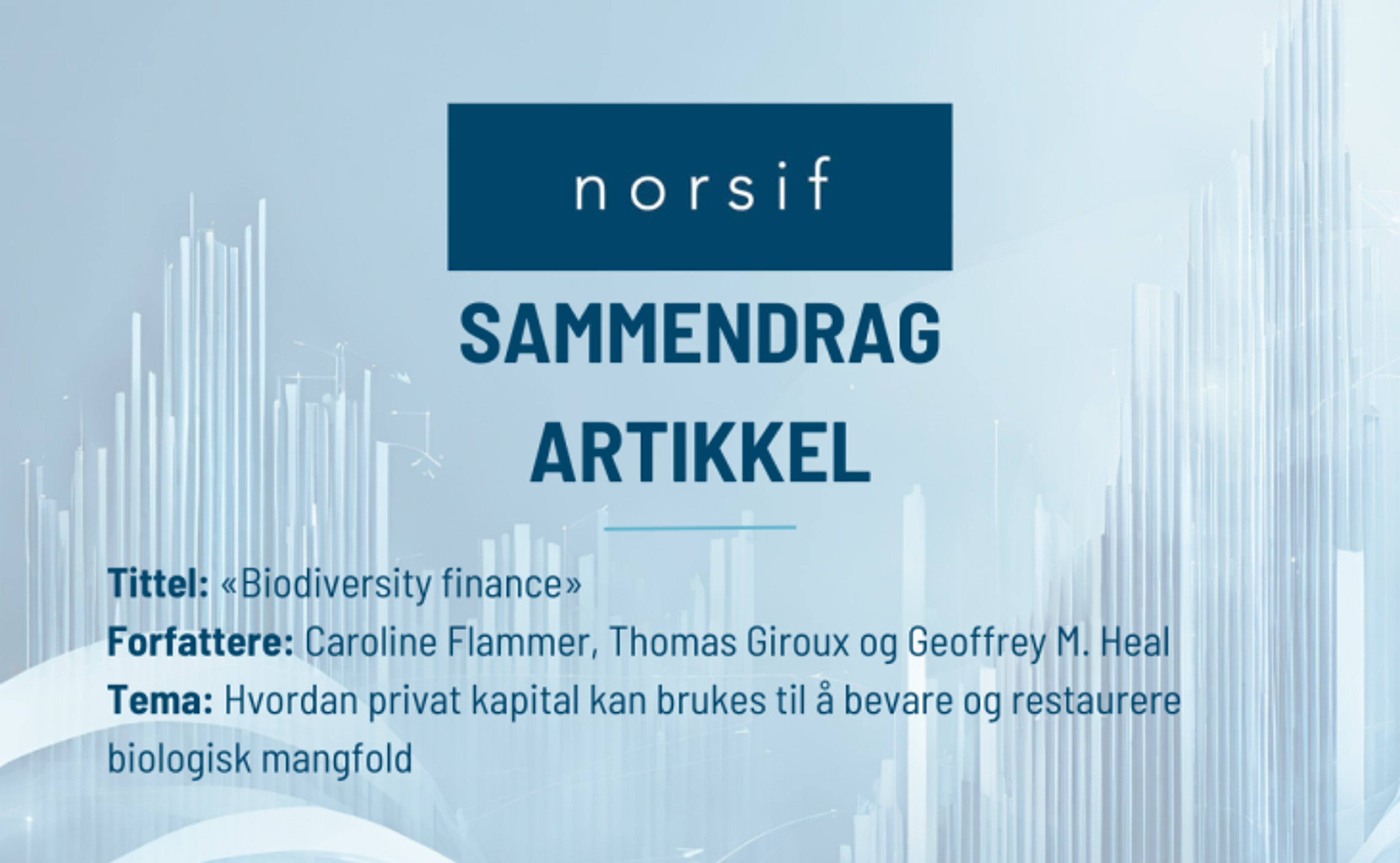 Sammendrag: «Biodiversity finance»