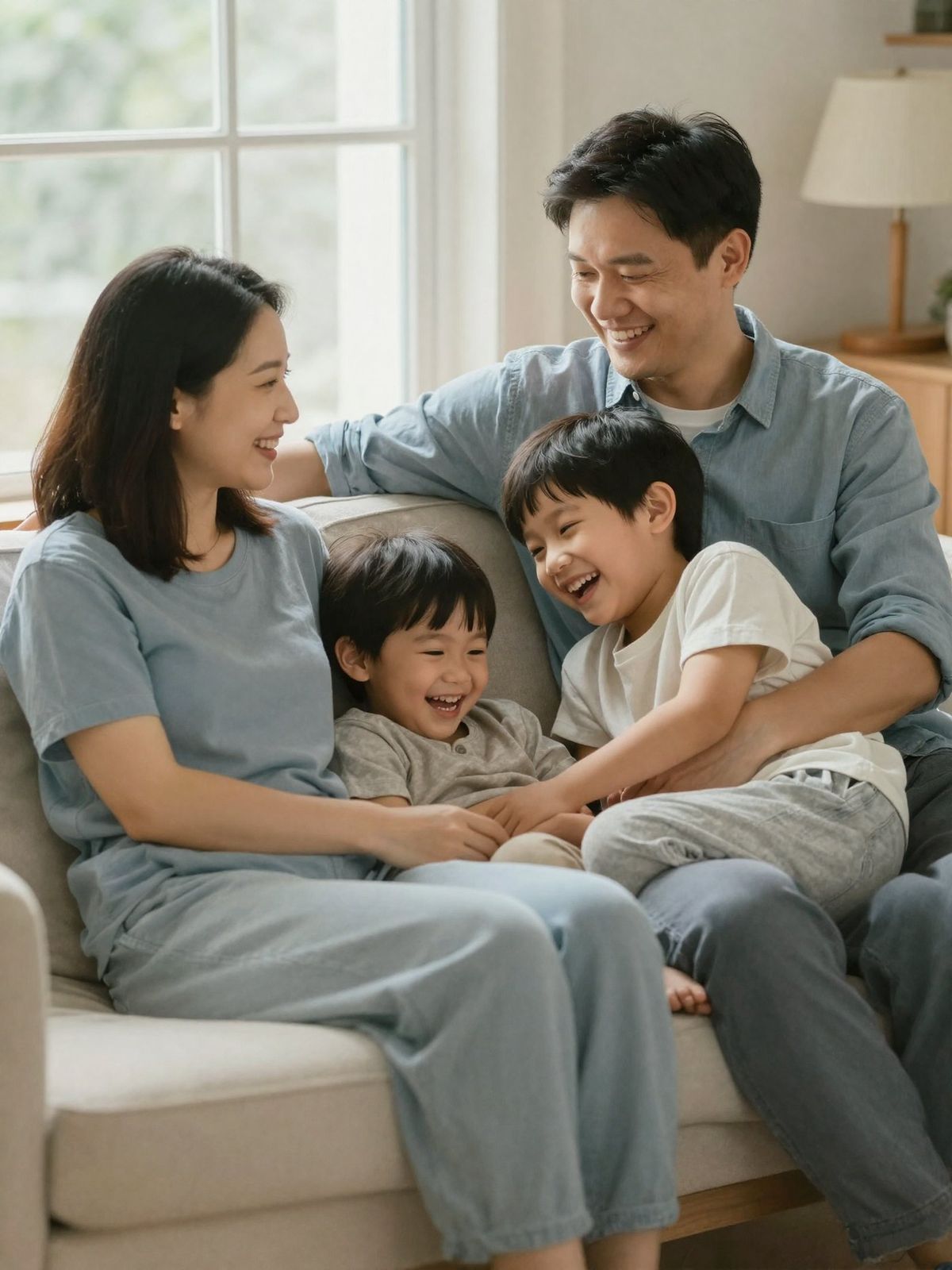 A family relaxing together at home