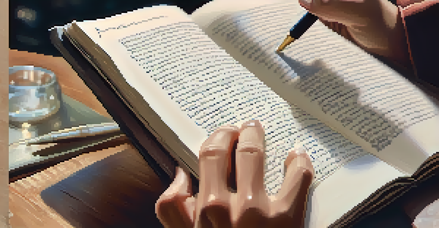A person writing in a journal, focusing on their hand and the pen.