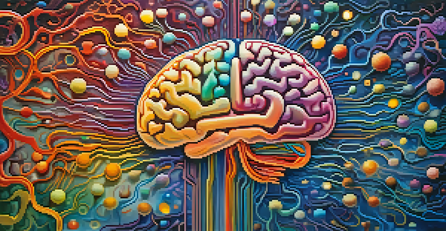 An abstract representation of the brain with vibrant colors and patterns, symbolizing intuition.