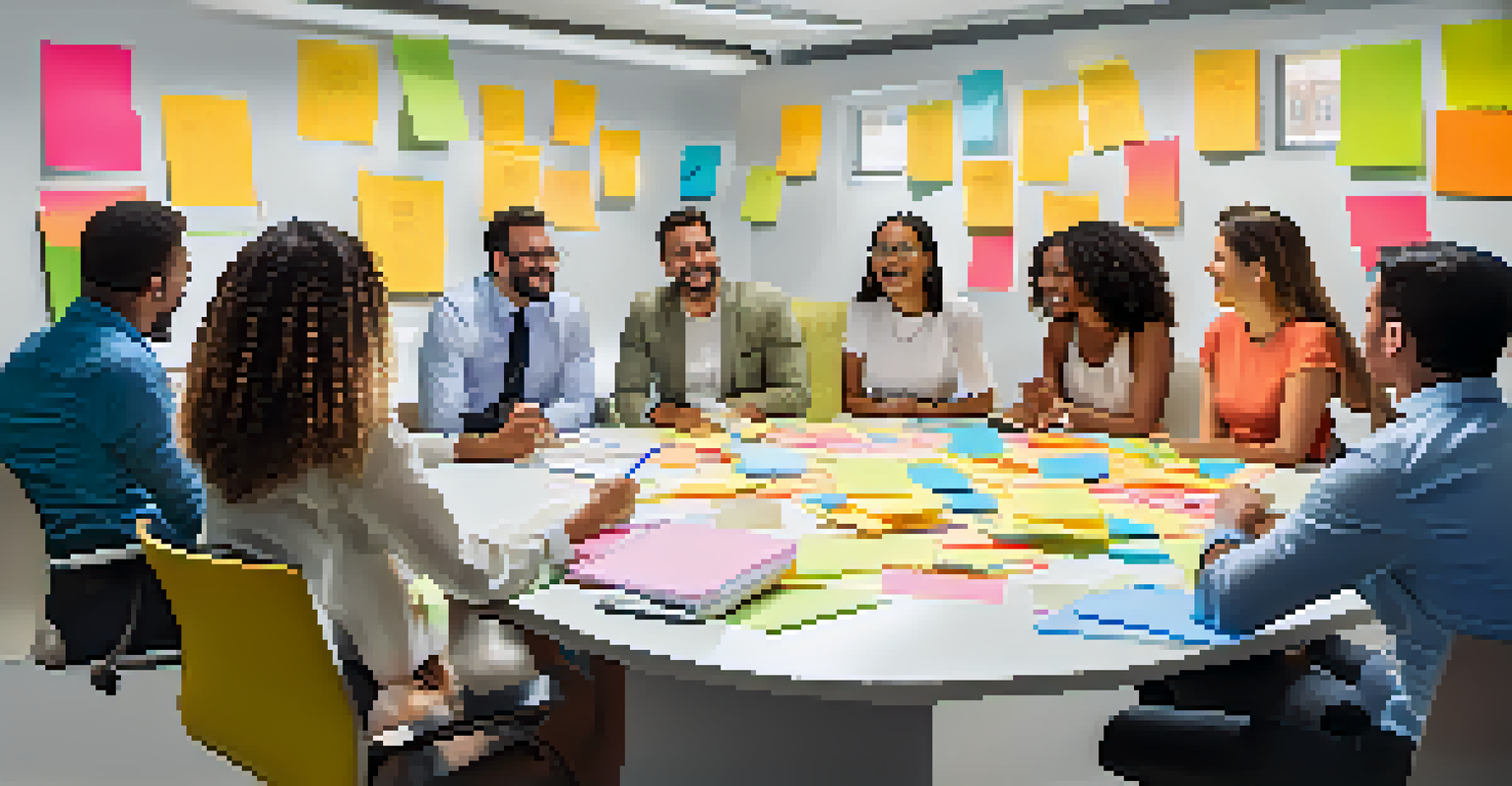 A diverse group of professionals enjoying a collaborative meeting filled with laughter and engagement.