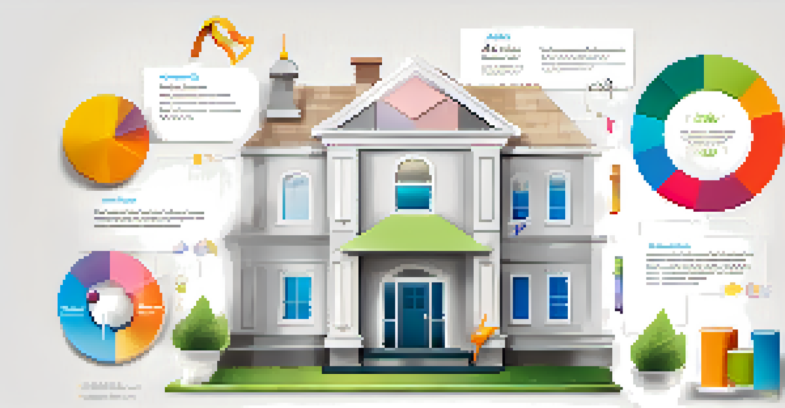 An infographic showing a financial plan with icons of a house, a piggy bank, a graduation cap, and a checklist on a white background.