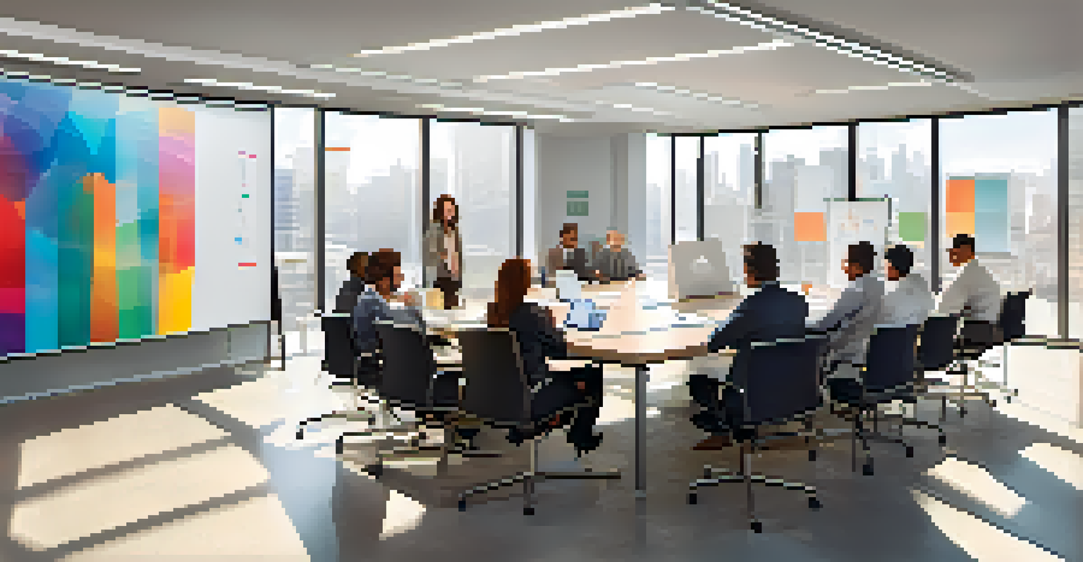 A team of professionals in an office meeting room discussing ideas with open body language and trust.