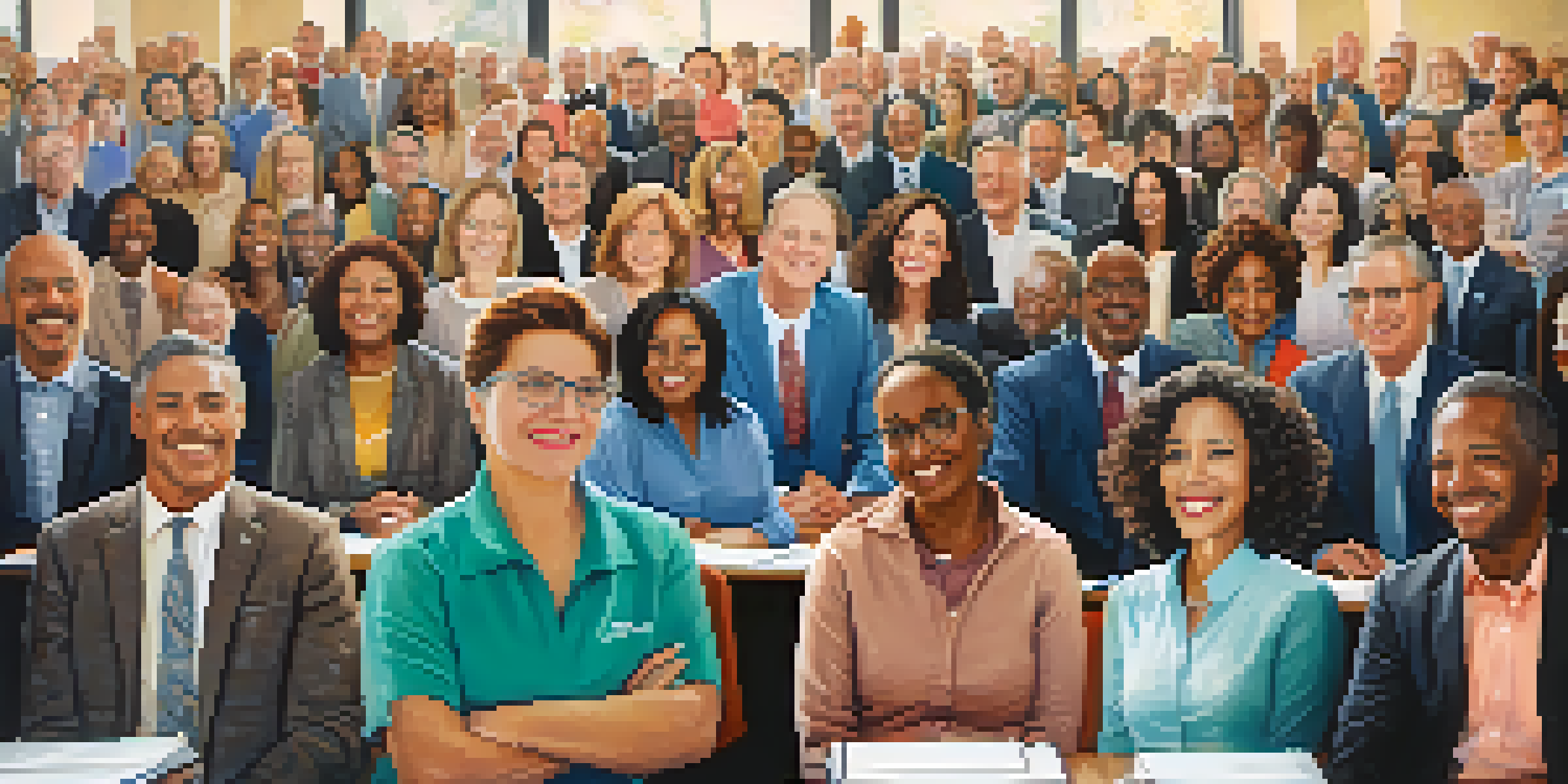 A diverse group of people in a town hall meeting, engaging in discussion and collaboration.
