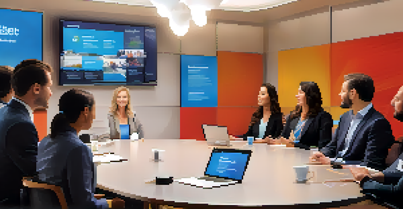 A leader presenting a vision to an engaged team in a warm, inviting office.