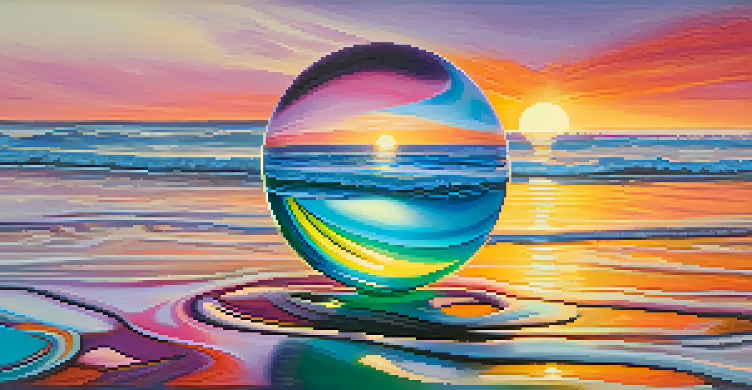 An abstract image of a glowing sphere surrounded by colorful waves, representing personal boundaries and emotional space.