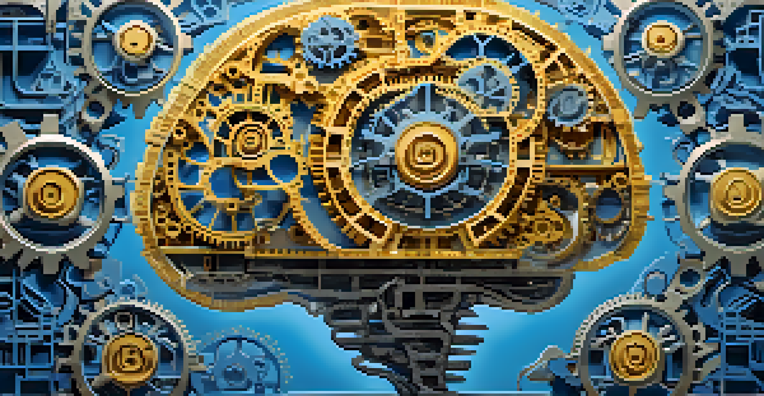 An abstract brain made of gears and lightbulbs, representing creativity and innovation.