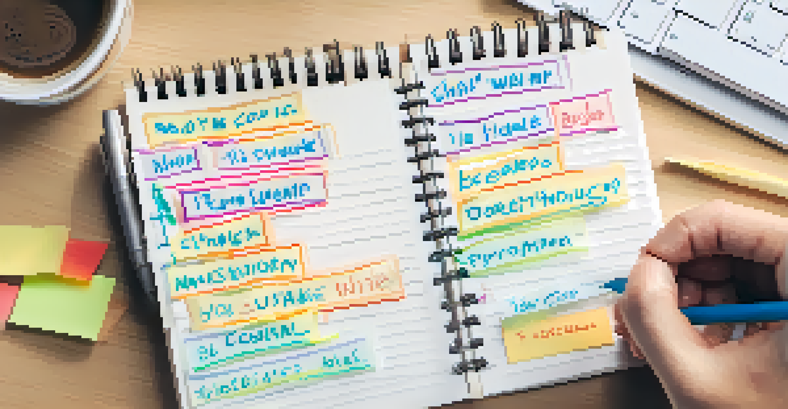 An overhead shot of a notepad with pros and cons for decision making, surrounded by sticky notes and a pen.
