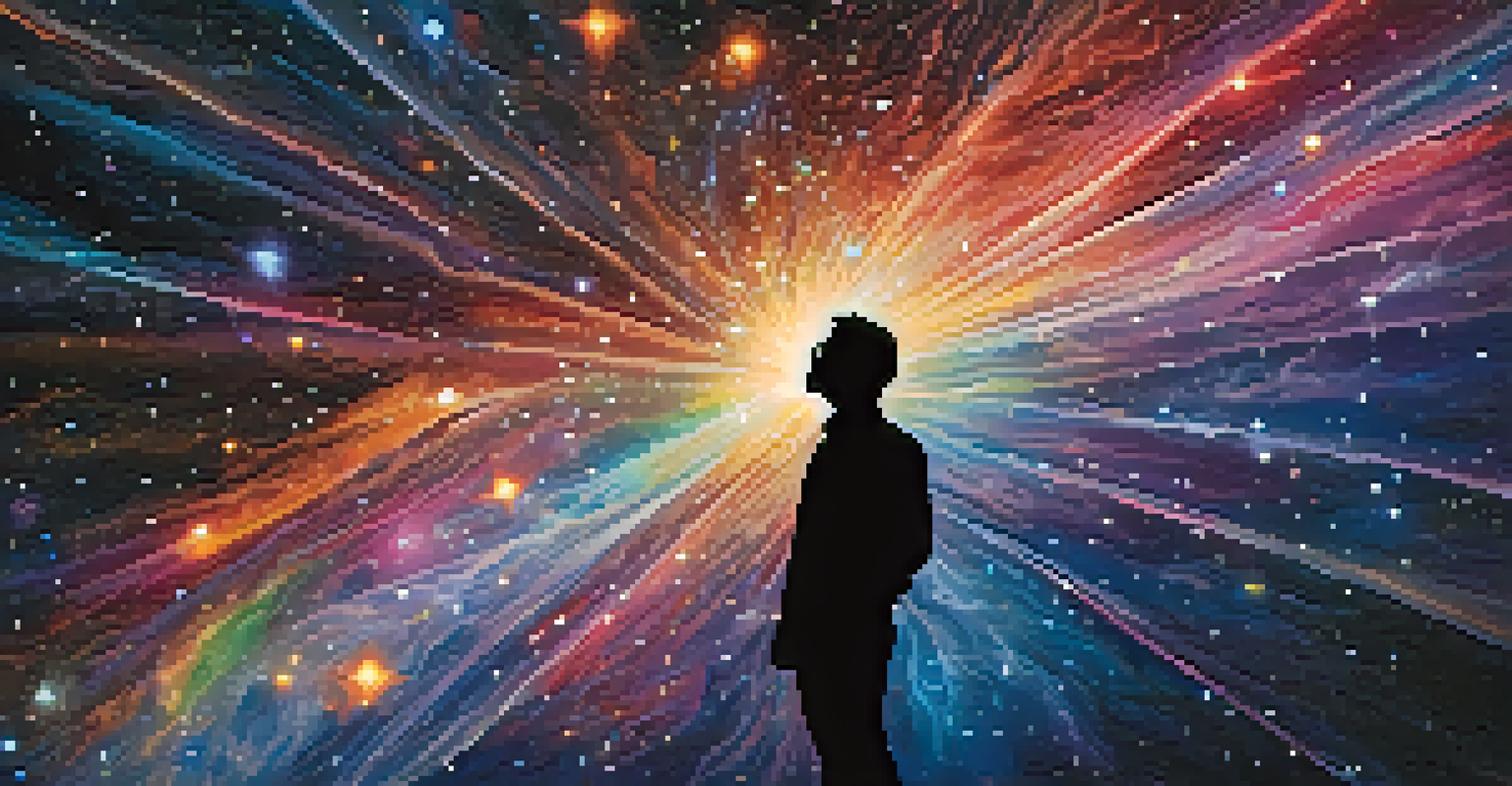 A human silhouette filled with a colorful galaxy, representing visionary thinking and creativity.