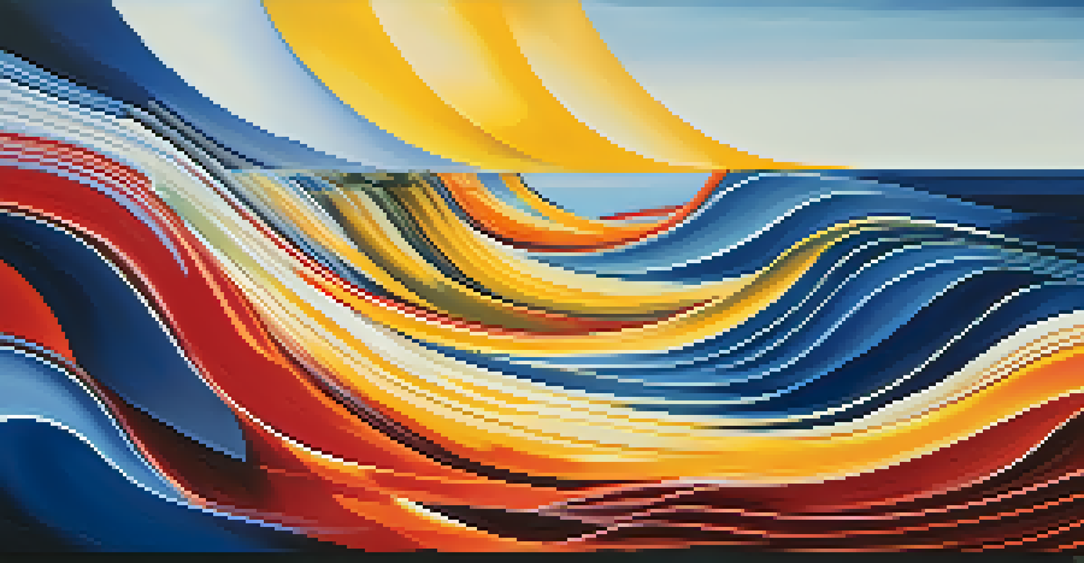 An abstract design representing emotional agility with colorful waves symbolizing different emotions.