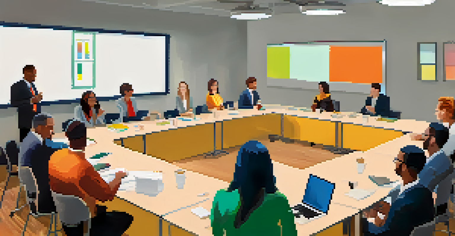 Colleagues participating in a structured feedback session in a bright meeting space.