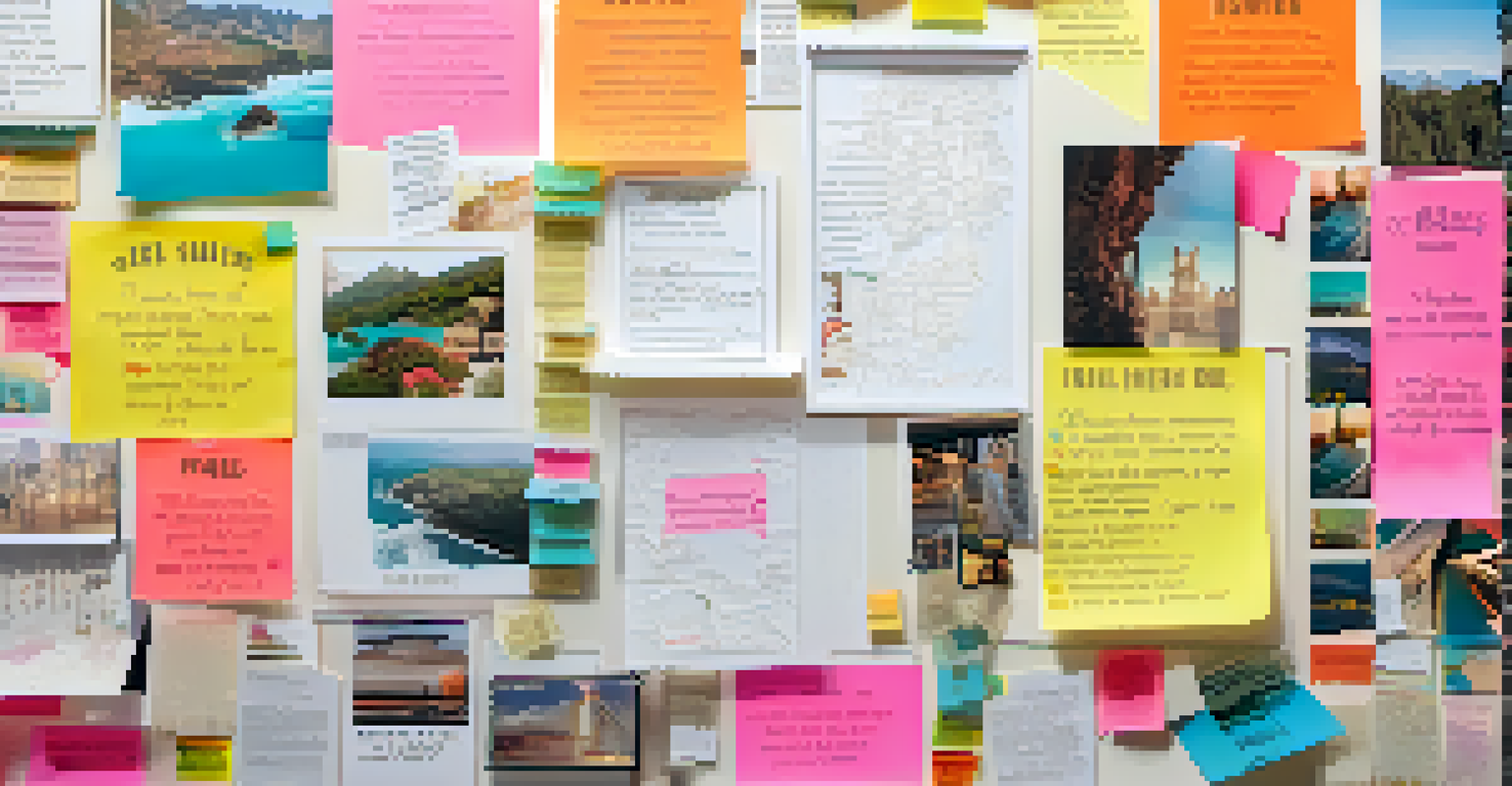 A colorful vision board with images and quotes representing various personal goals.