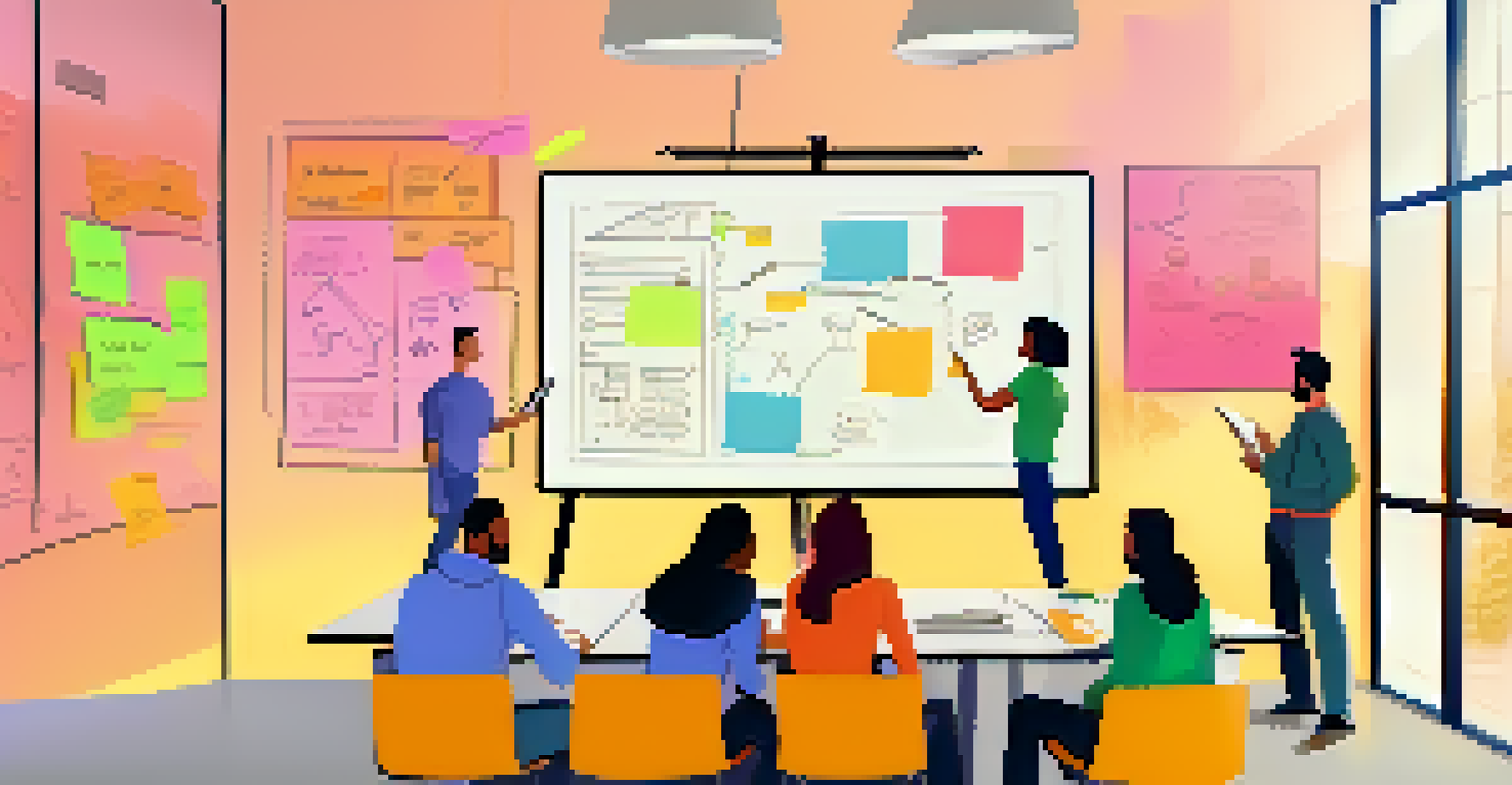 A group of people collaborating on a digital whiteboard, sharing ideas and creativity in a bright environment.