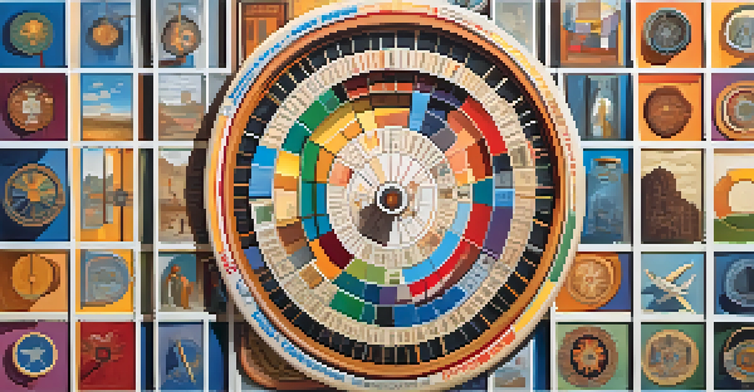A colorful Identity Wheel divided into segments, each representing different aspects of life like family, career, and hobbies.