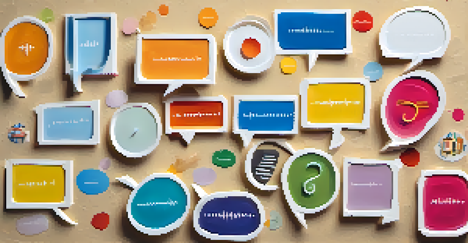 Visual representation of different types of pauses in speaking with colorful speech bubbles.