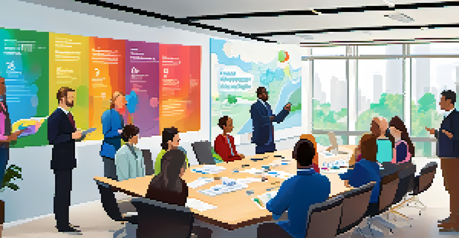 Employees participating in an interactive training session on ethical decision-making in a bright conference room.