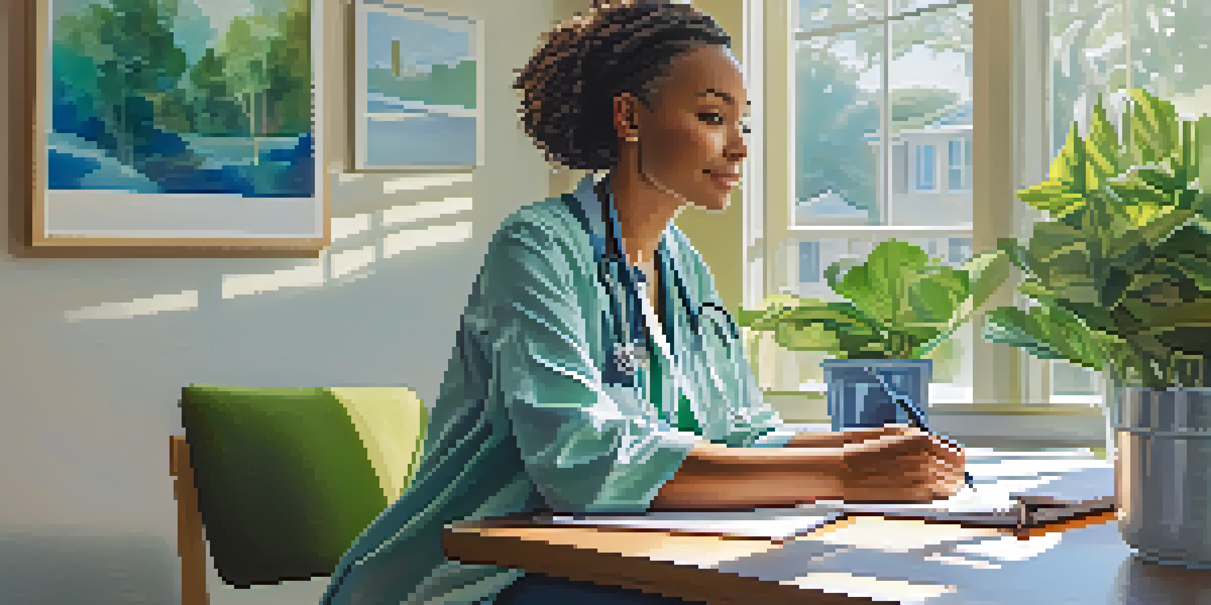A patient and a healthcare provider engaging in a discussion in a bright doctor's office, with a notebook and pen on the table.